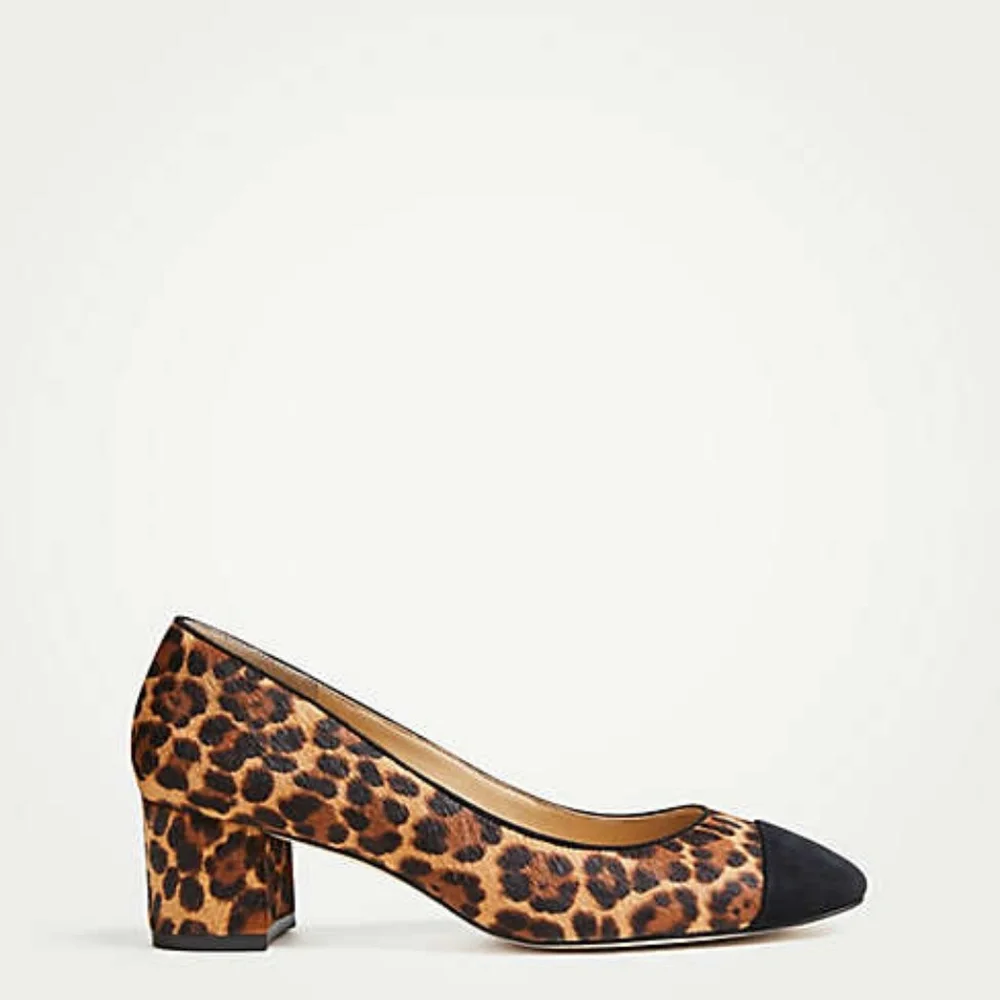 NIB Ann Taylor Odelia Leopard Haircalf Cap Toe‎ Heels